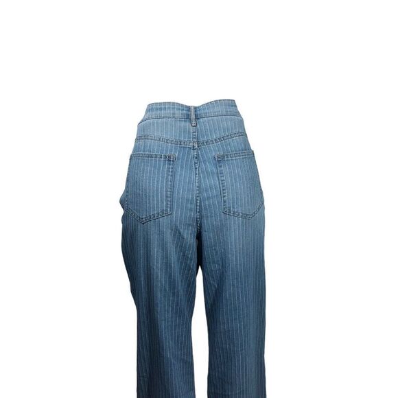 Logo by Lori Goldstein Jeans Womens Size 10 Blue Striped Denim Mid Rise Flare - Picture 4 of 15